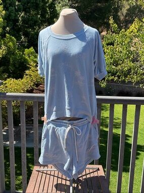 Lou & Grey Light Blue Drawstring Waistband Lounge Short set 2 pc